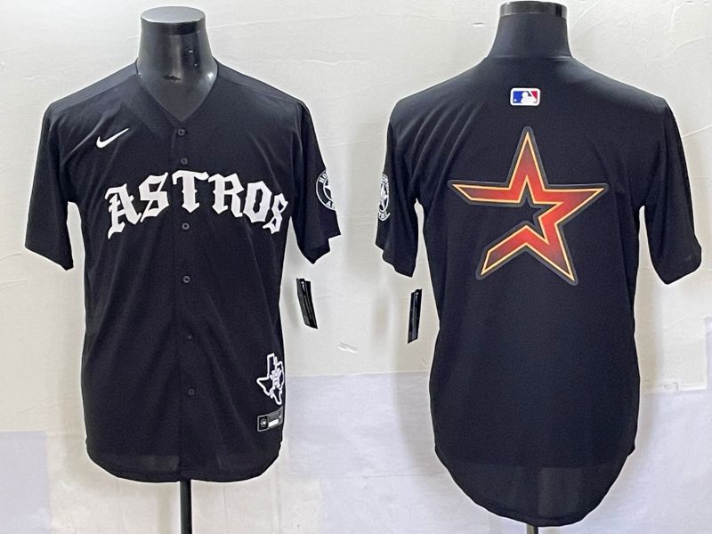 Men 2025 Houston Astros Blank Black Seven generations Joint Name Nike MLB Jersey style 14